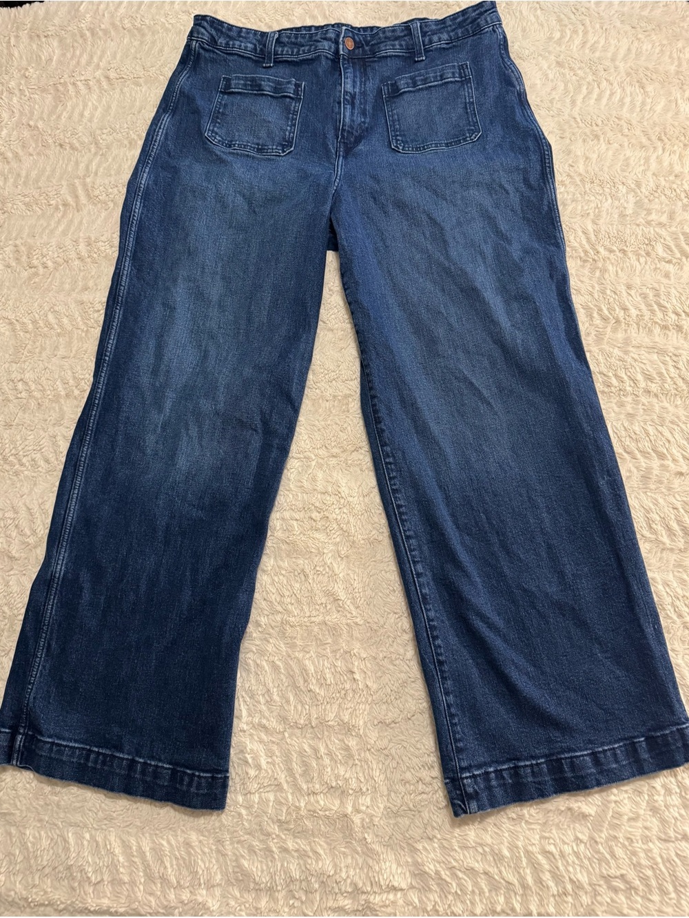 Old Navy Extra High-Rise Wide-Leg Patch Pocket Jeans Dark Wash Size 18